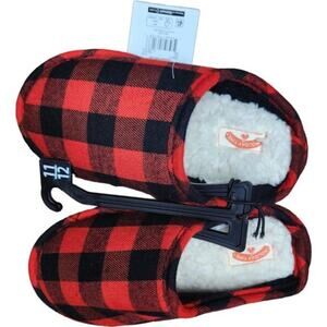 Holiday Time Toddler Kid Slippers Size 2-3 Buffalo Plaid Fuzzy Sole Houseshoe